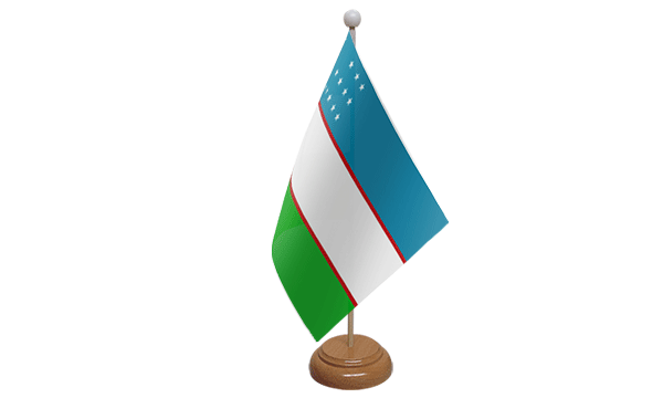 Uzbekistan Small Flag with Wooden Stand